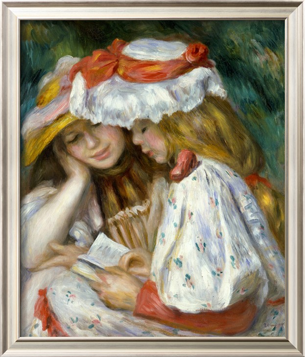 Two Girls Reading - Pierre-Auguste Renoir painting on canvas